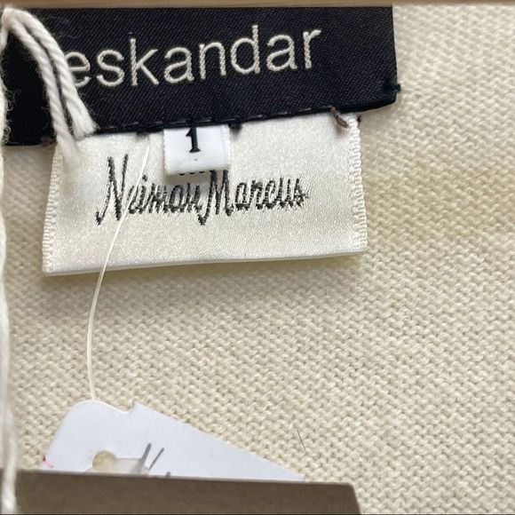 New Eskandar Top 100% Cashmere knit Blouse Cream Ivory Size 1 Large - Picture 6 of 7
